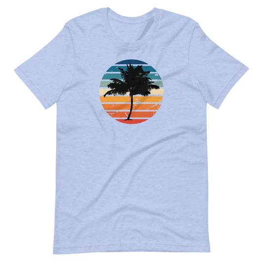 Men’s Hot Beachy Palm Tree Vaca T-shirt - Heather Blue