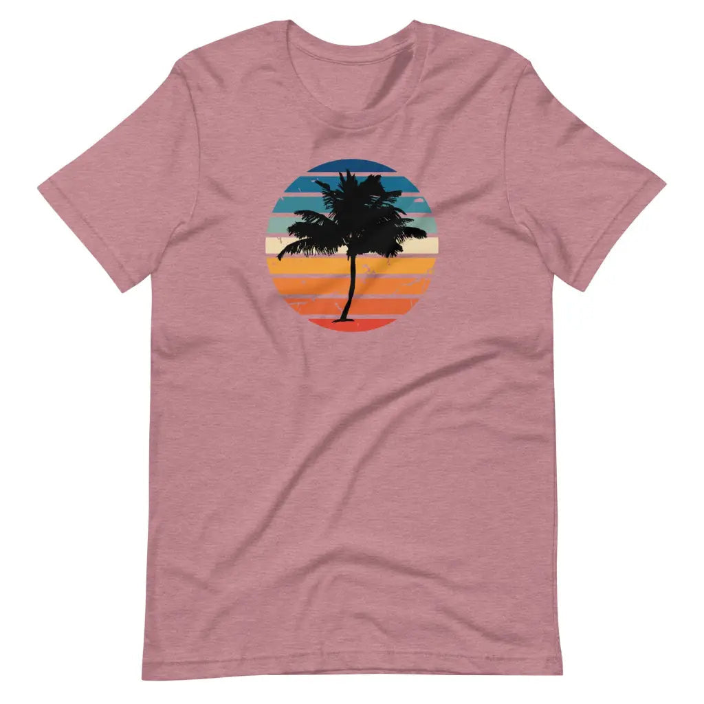 Men’s Hot Beachy Palm Tree Vaca T-shirt - Heather Orchid