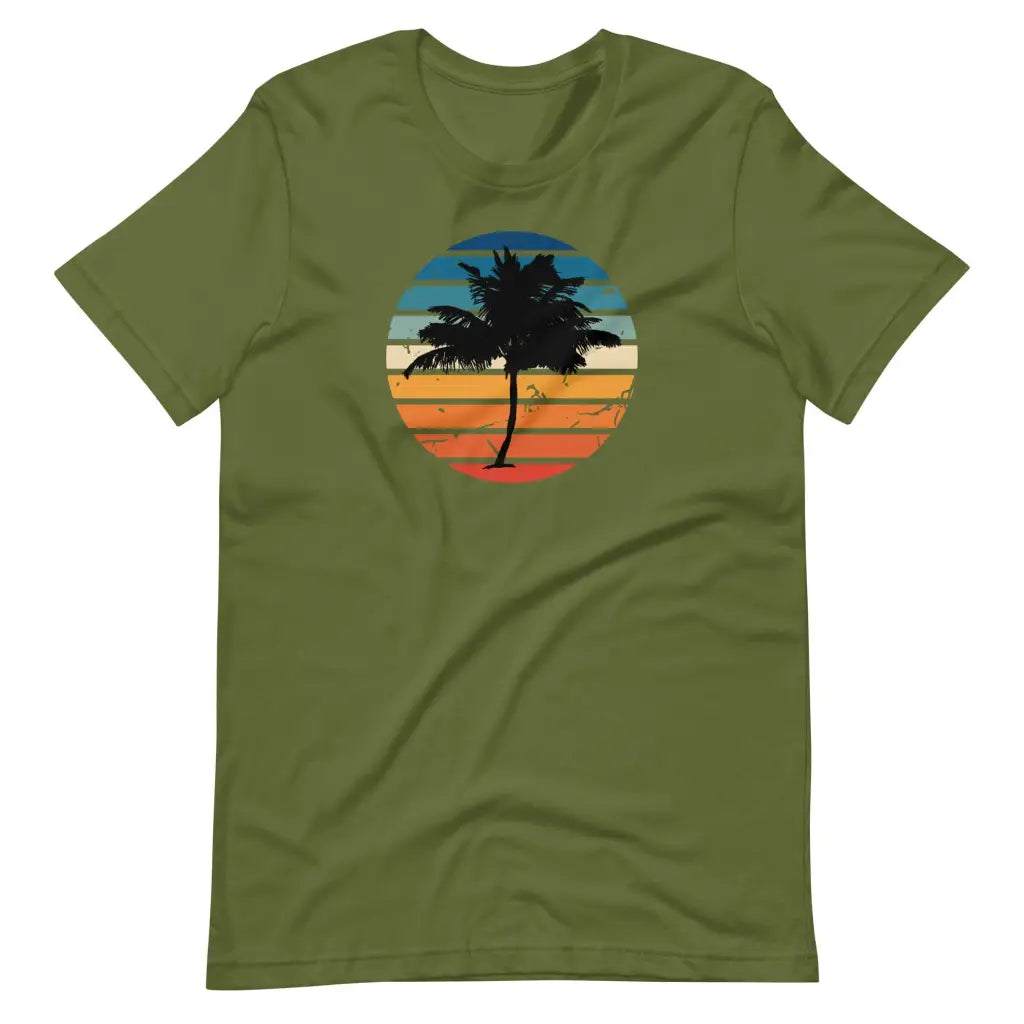 Men’s Hot Beachy Palm Tree Vaca T-shirt - Olive / S