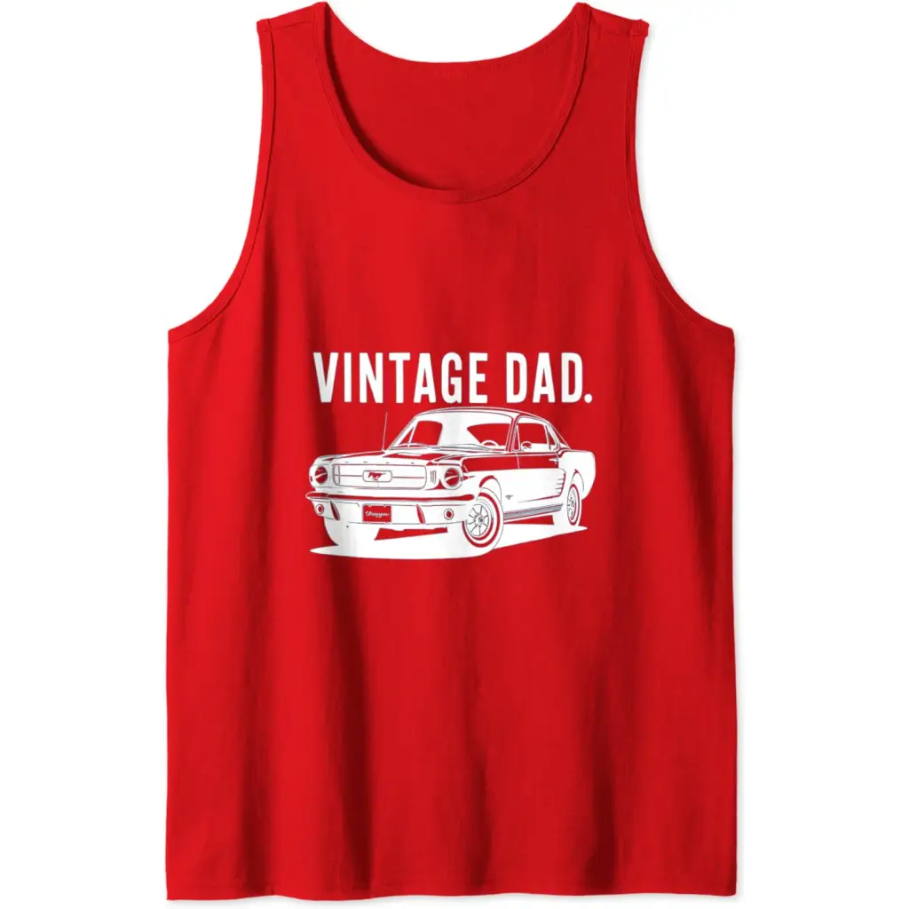 Mens Vintage Dad: Classic Car Father’s Day Tank Top - Red