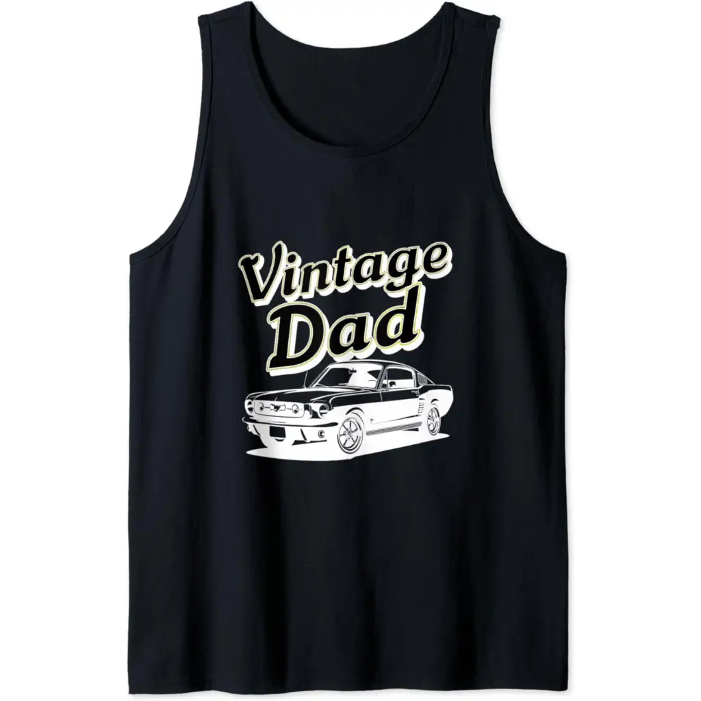 Mens Vintage Dad: Classic Car Retro Tank Top - Black / Men