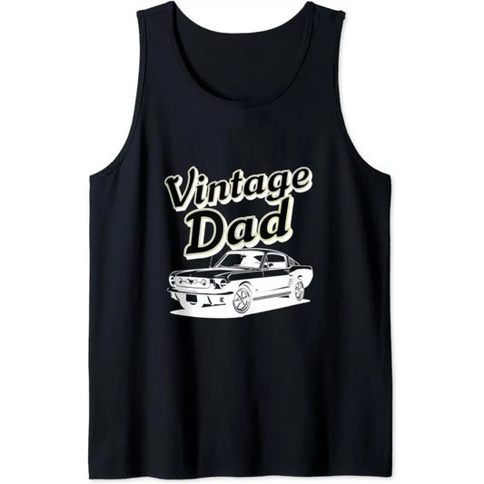 Mens Vintage Dad: Classic Car Retro Tank Top - Black / Men