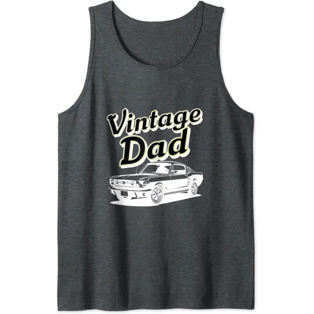 Mens Vintage Dad: Classic Car Retro Tank Top - Dark Heather