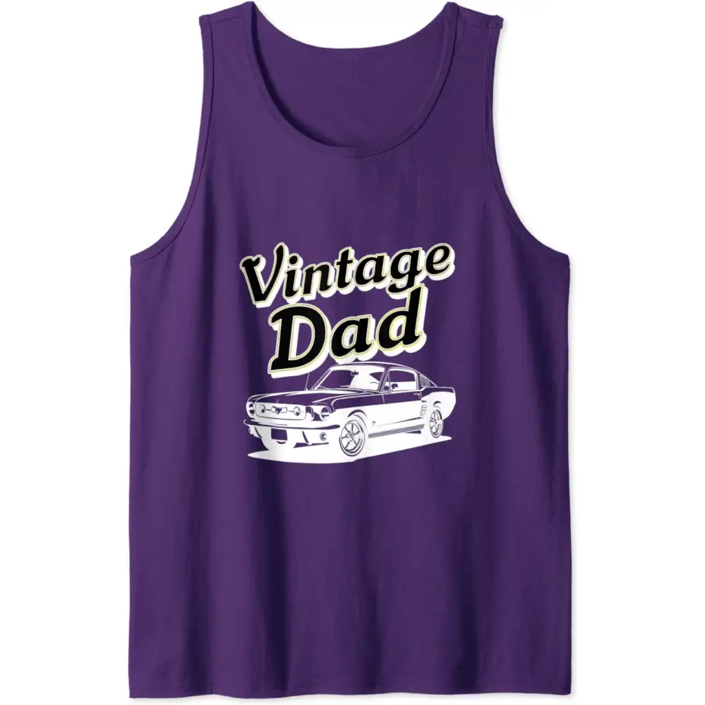 Mens Vintage Dad: Classic Car Retro Tank Top - Purple / Men