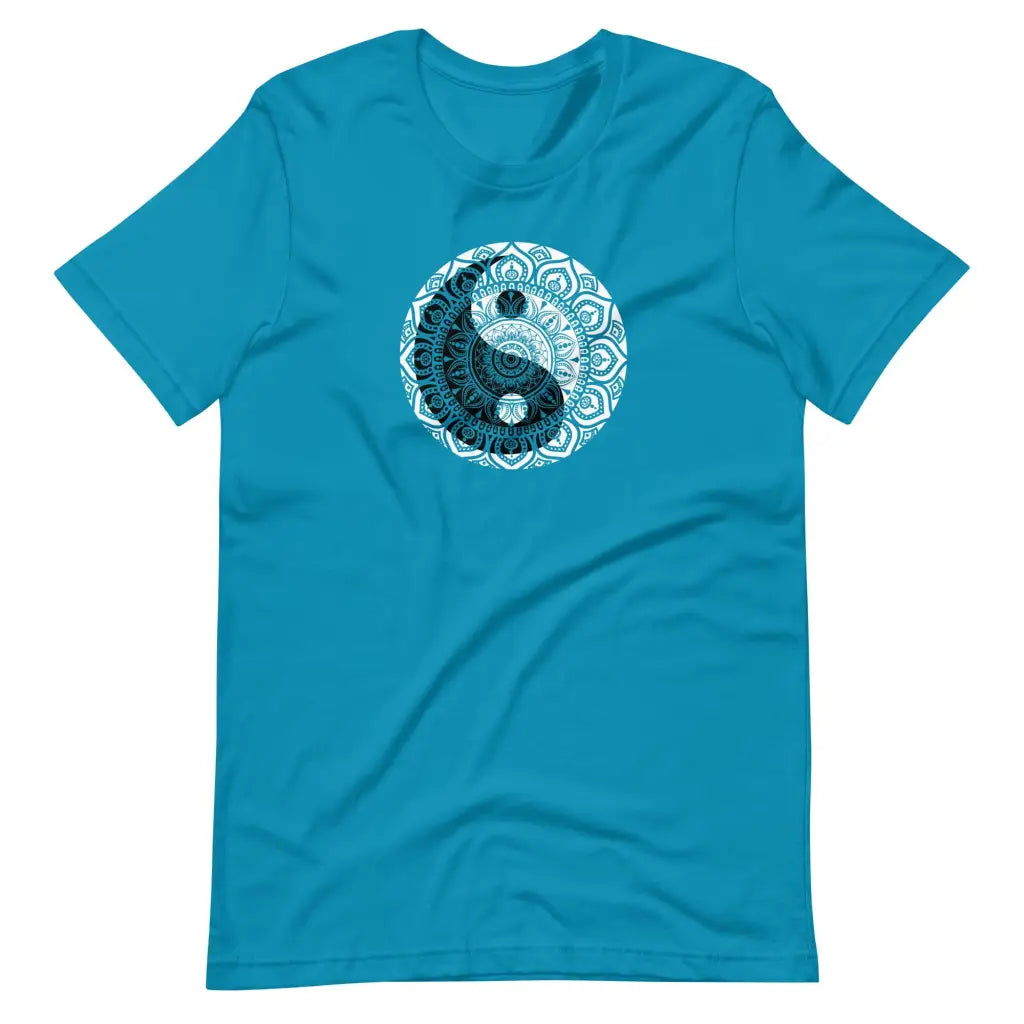 Men’s Yin and Yang Mehndi t-shirt - Aqua / S - T-Shirt