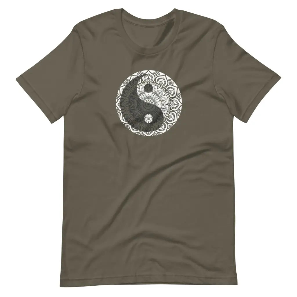 Men’s Yin and Yang Mehndi t-shirt - Army / S - T-Shirt