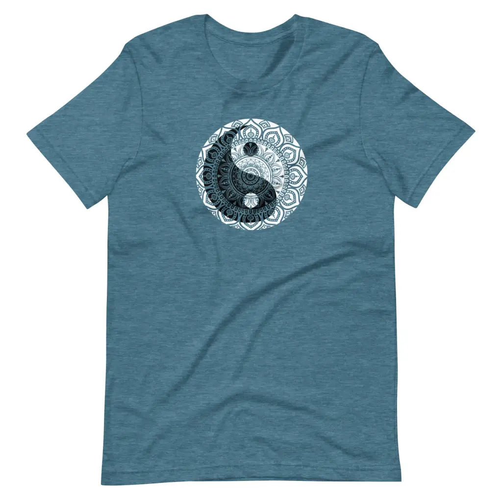 Men’s Yin and Yang Mehndi t-shirt - Heather Deep Teal / S