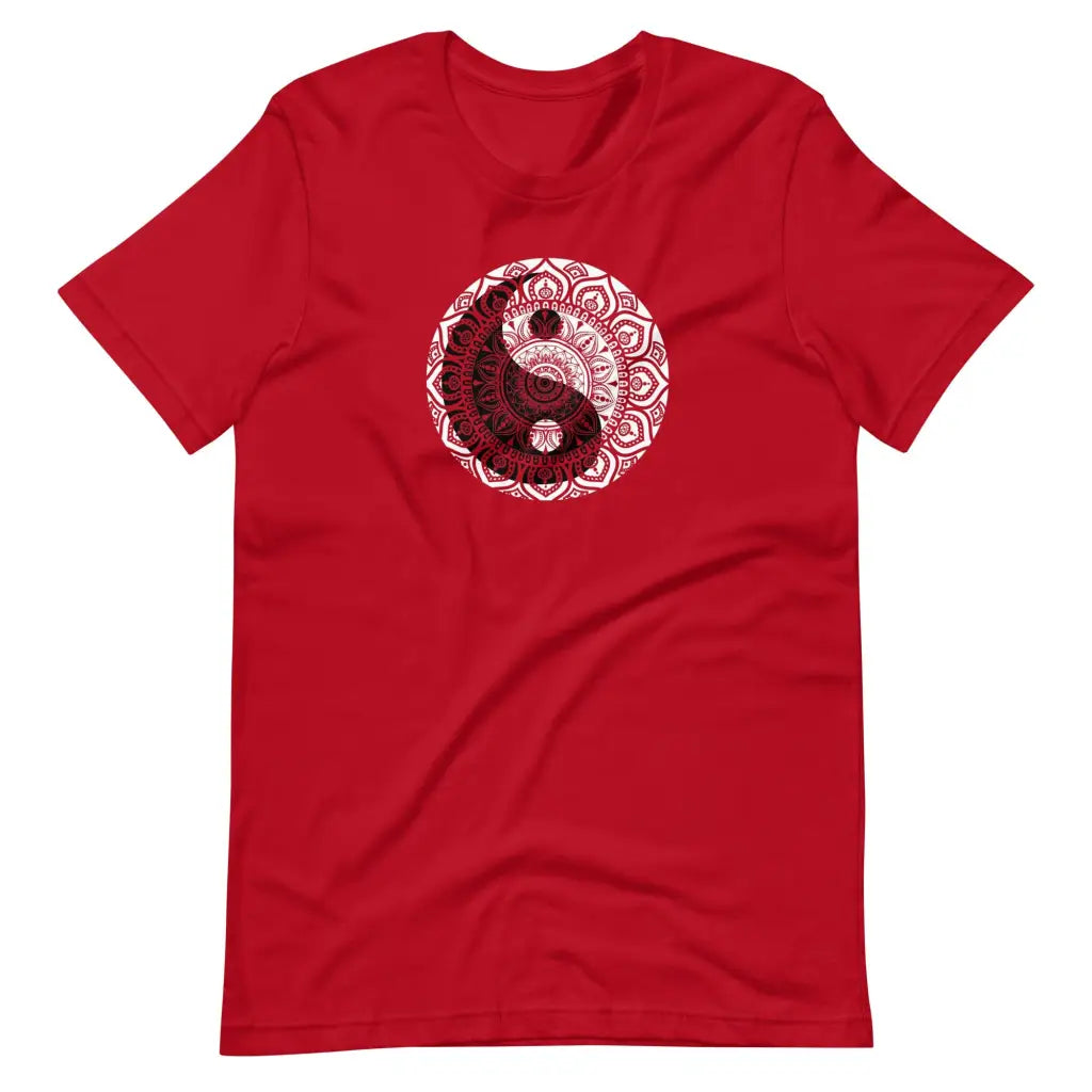 Men’s Yin and Yang Mehndi t-shirt - Red / S - T-Shirt