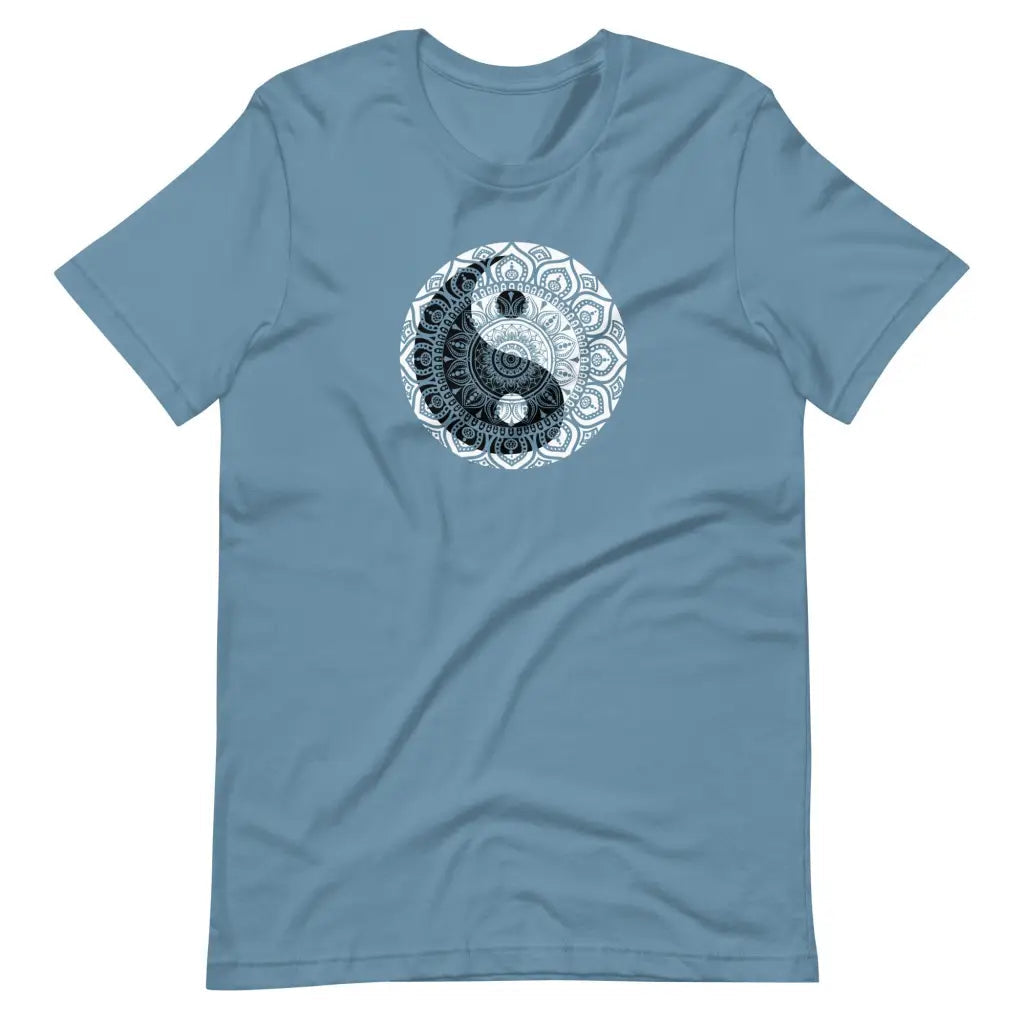 Men’s Yin and Yang Mehndi t-shirt - Steel Blue / S - T-Shirt