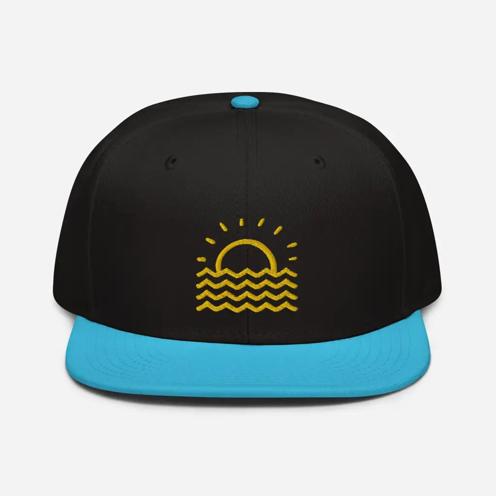 Minimalist Fun in the Sun Snapback Hat - Aqua blue / Black