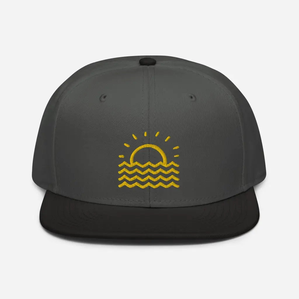 Minimalist Fun in the Sun Snapback Hat - Black / Charcoal