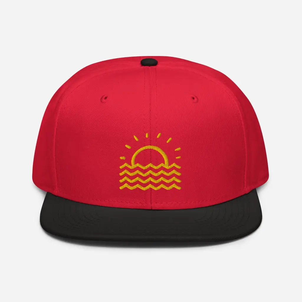 Minimalist Fun in the Sun Snapback Hat - Black / Red