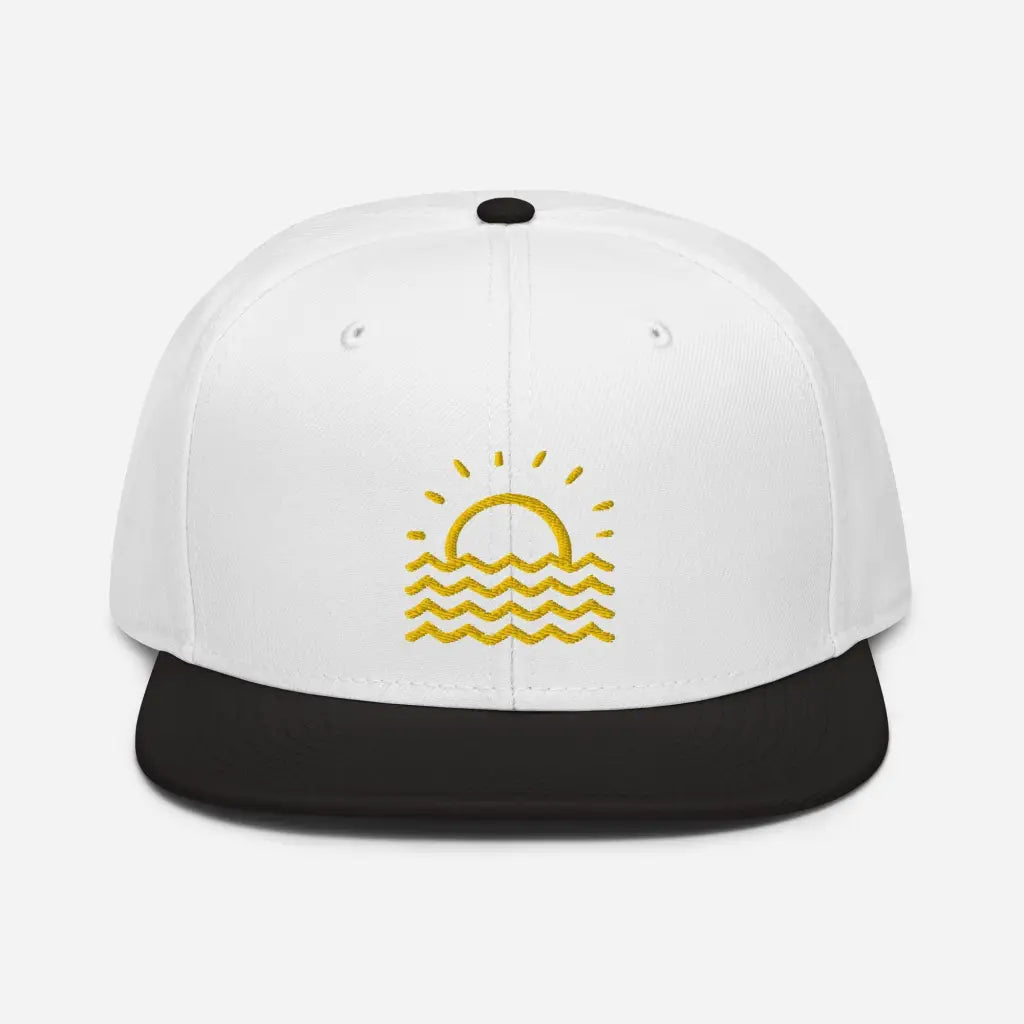 Minimalist Fun in the Sun Snapback Hat - Black / White