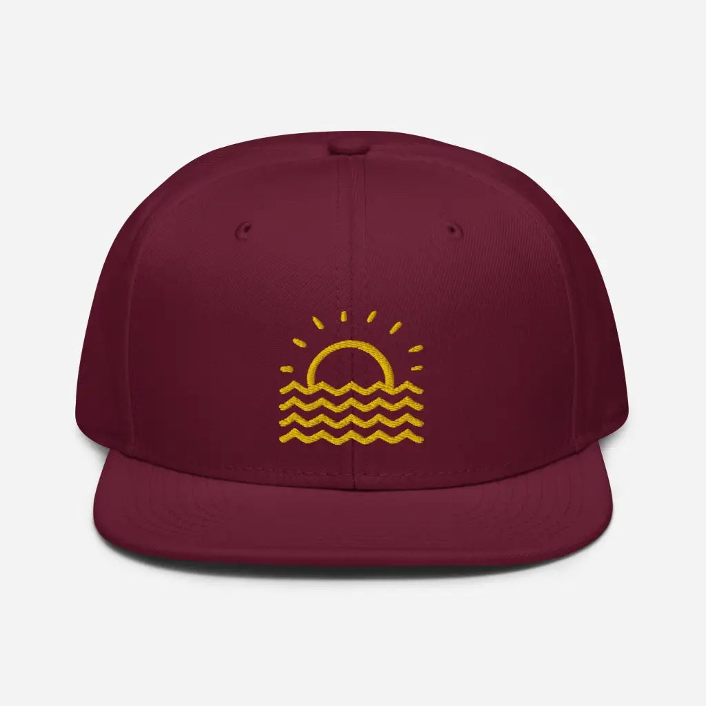 Minimalist Fun in the Sun Snapback Hat - Burgundy maroon