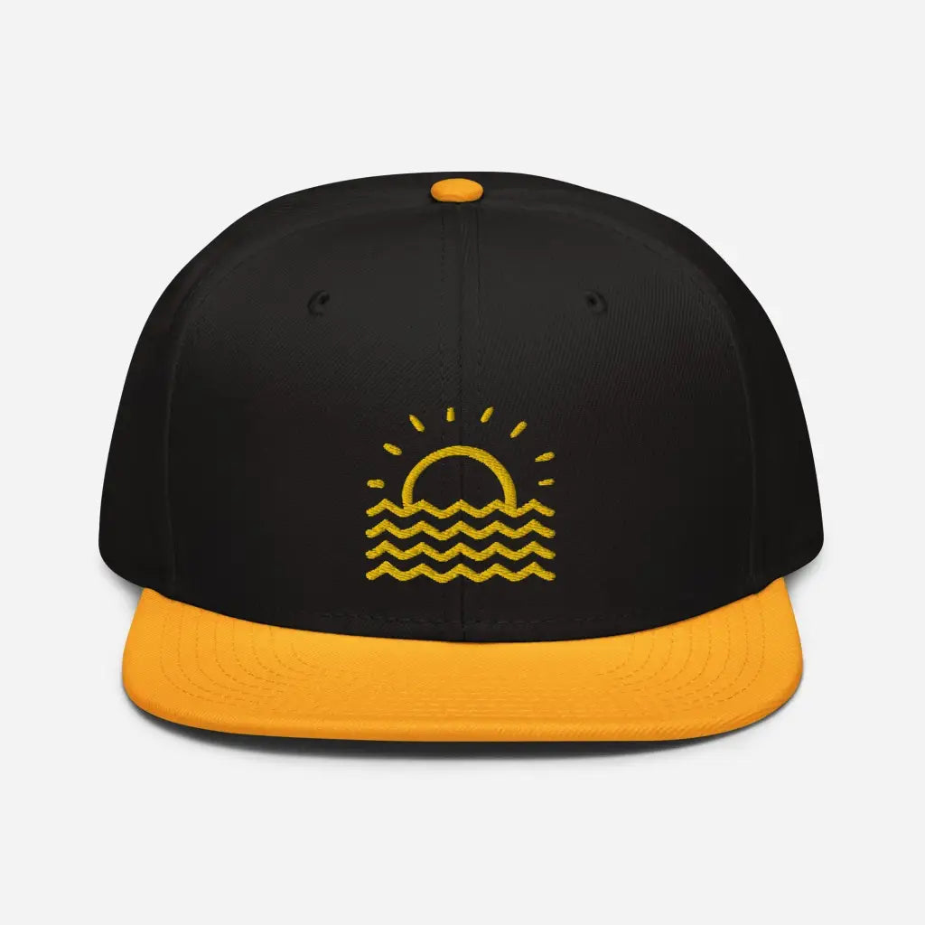 Minimalist Fun in the Sun Snapback Hat - Gold / Black