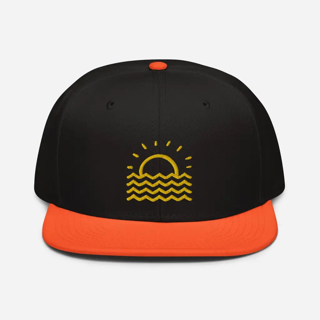 Minimalist Fun in the Sun Snapback Hat - Orange / Black