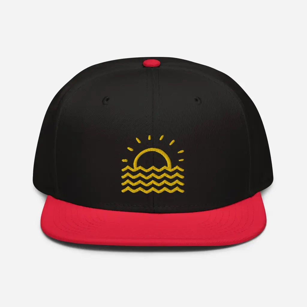 Minimalist Fun in the Sun Snapback Hat - Red / Black