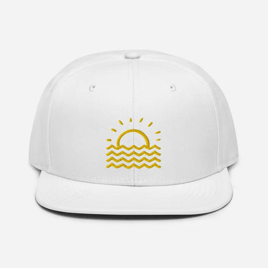 Minimalist Fun in the Sun Snapback Hat - White