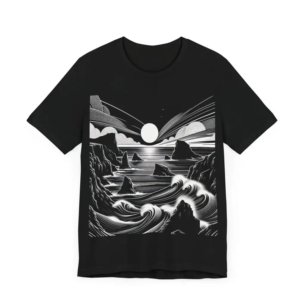 Monochrome Seascape Jersey Short Sleeve Tee T Shirt