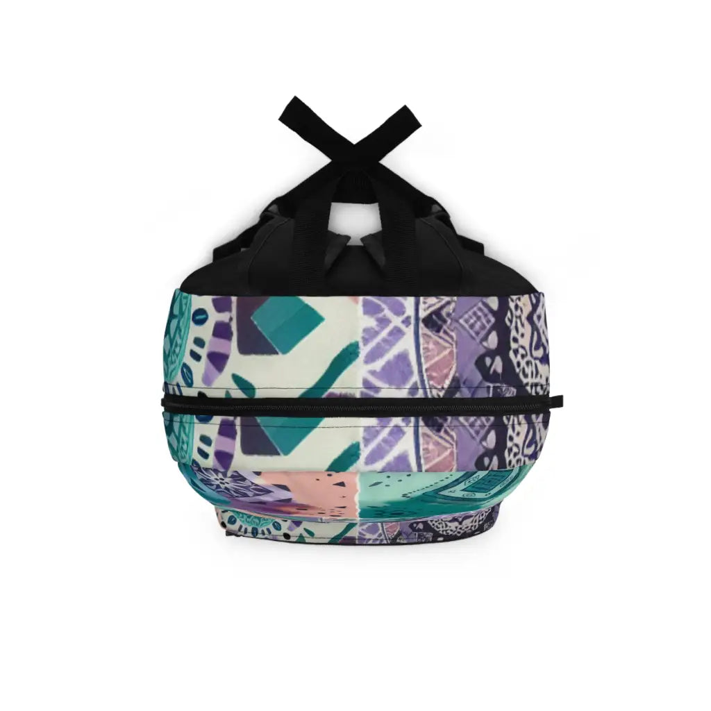 Mosaic of Patterns in Aquatic Hues - Backpack - One size