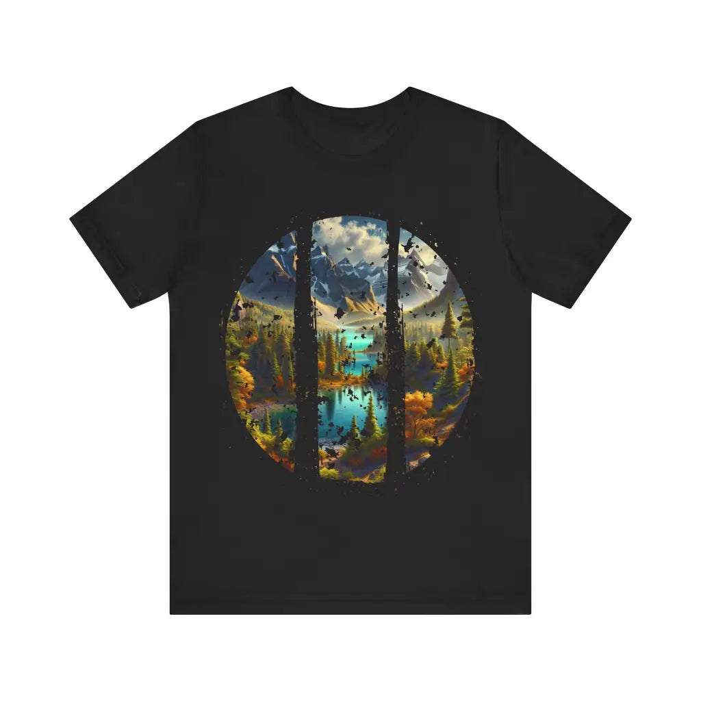 Mountain Vista Through Ancient Glass Jersey Short Sleeve