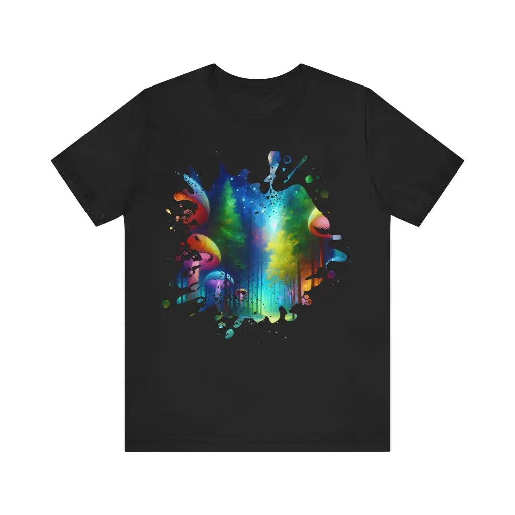 Mystical Fungi Forest Fantasy Jersey Short Sleeve Tee Black
