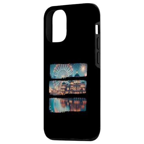Nighttime Cityscape: Ferris Wheel & Fireworks Case (iPhone