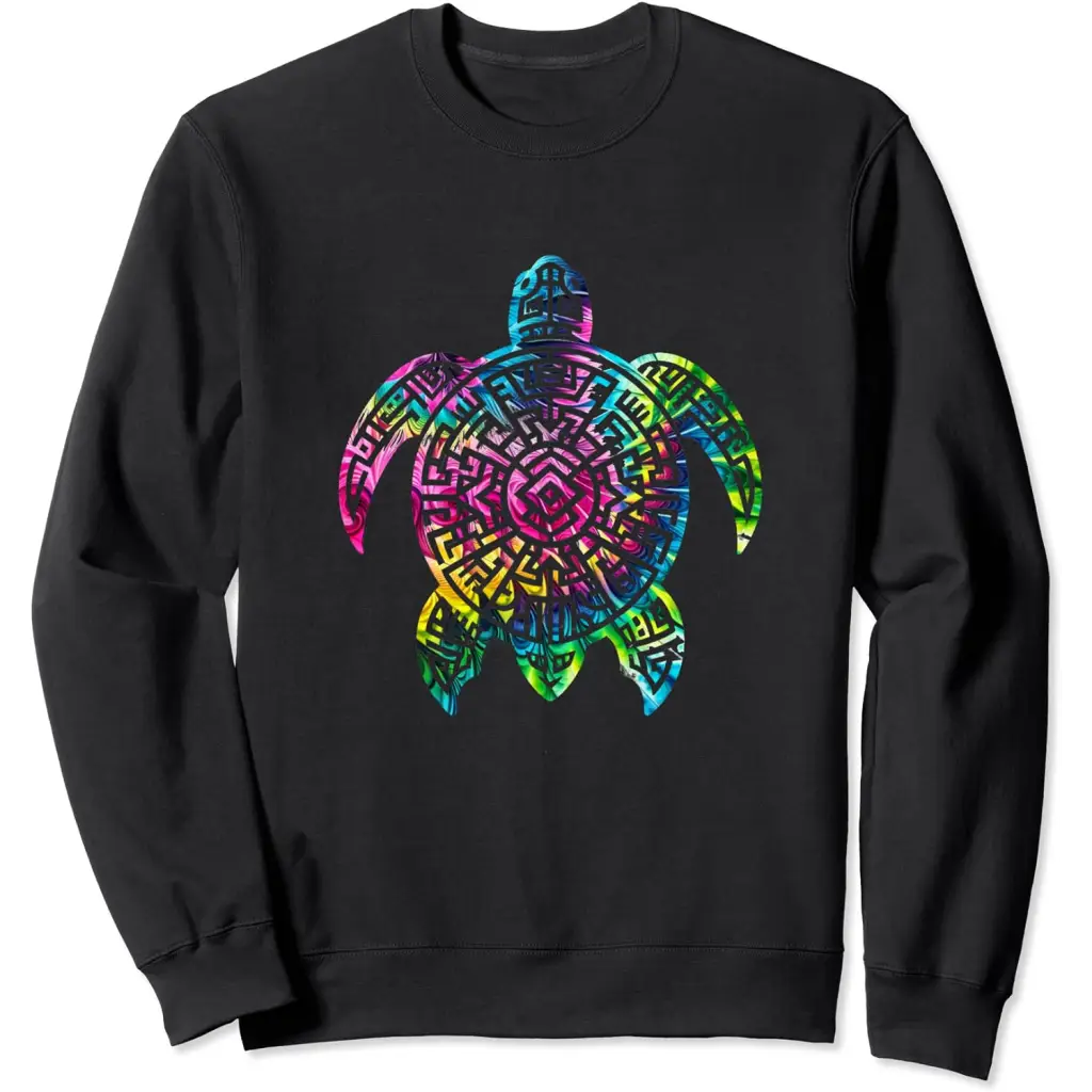 Ocean Odyssey: Tie Dye Tribal Tides Sea Turtle Sweatshirt