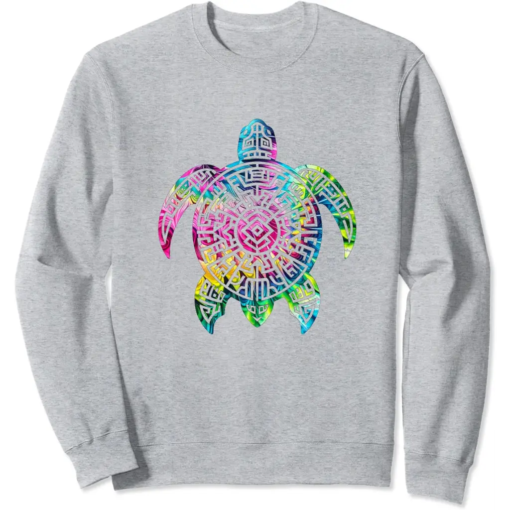 Ocean Odyssey: Tie Dye Tribal Tides Sea Turtle Sweatshirt