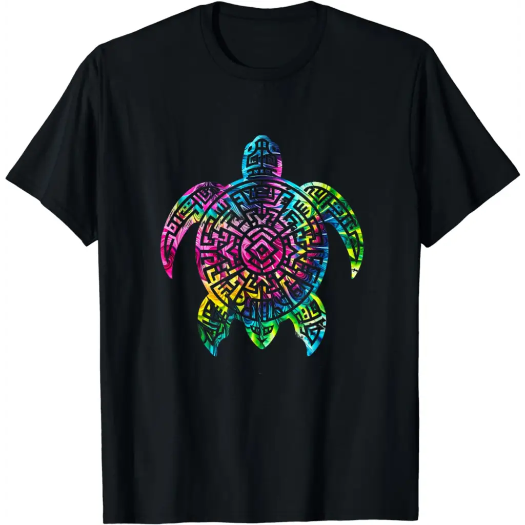 Ocean Odyssey: Tie Dye Tribal Tides Sea Turtle T-Shirt