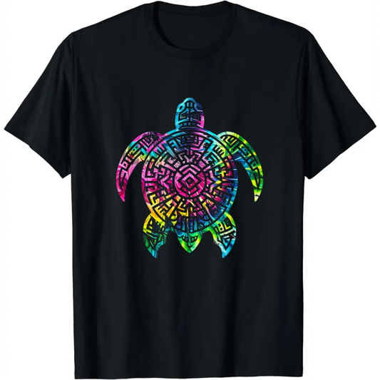 Ocean Odyssey: Tie Dye Tribal Tides Sea Turtle T-Shirt