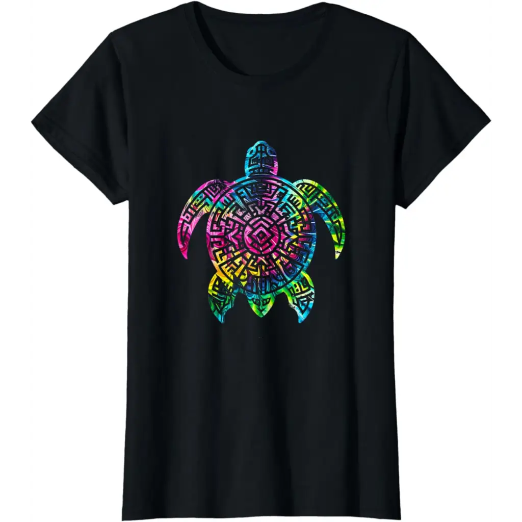 Ocean Odyssey: Tie Dye Tribal Tides Sea Turtle T-Shirt