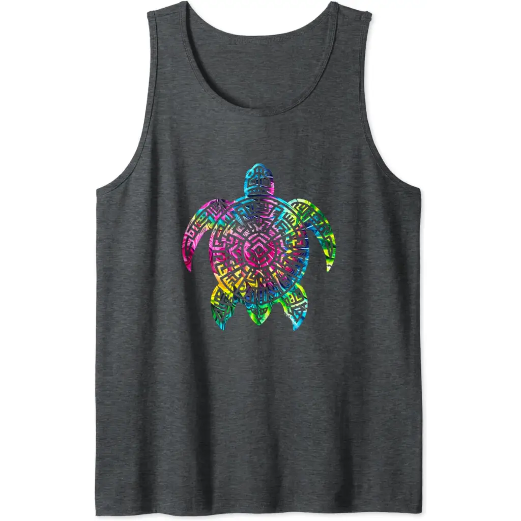 Ocean Odyssey: Tie Dye Tribal Tides Sea Turtle Tank Top