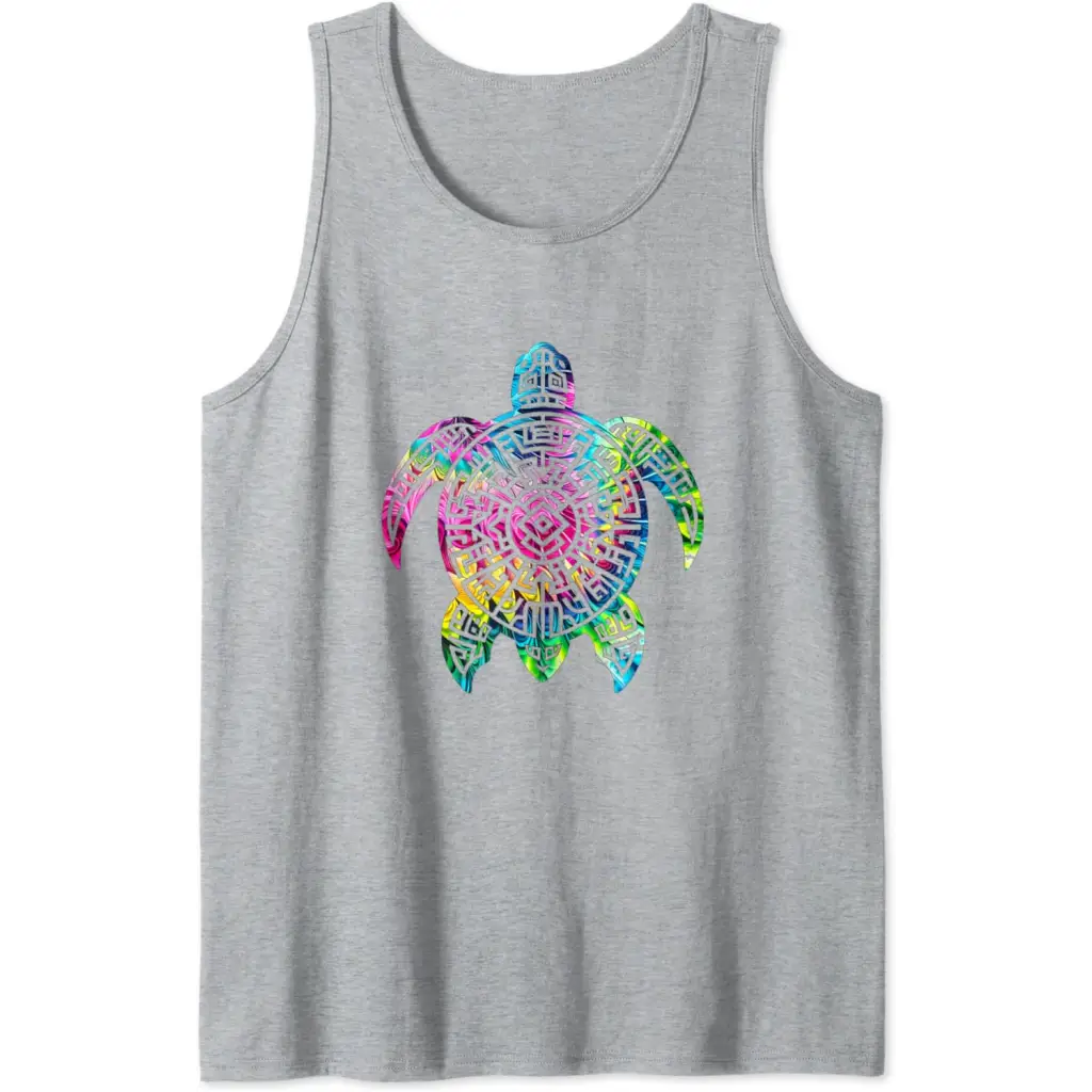 Ocean Odyssey: Tie Dye Tribal Tides Sea Turtle Tank Top