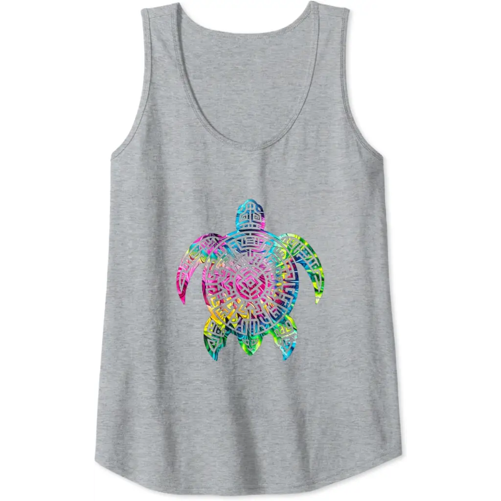 Ocean Odyssey: Tie Dye Tribal Tides Sea Turtle Tank Top