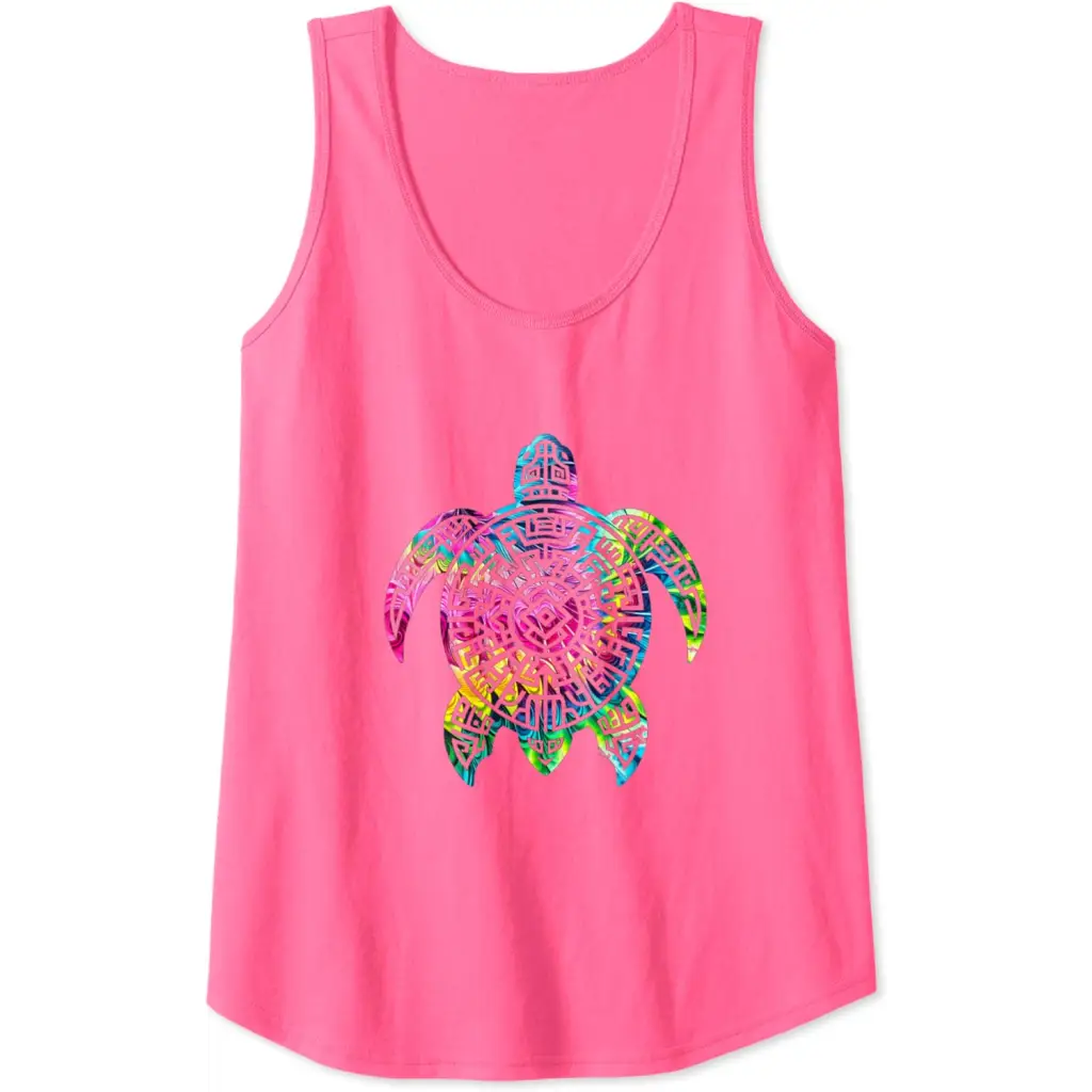 Ocean Odyssey: Tie Dye Tribal Tides Sea Turtle Tank Top