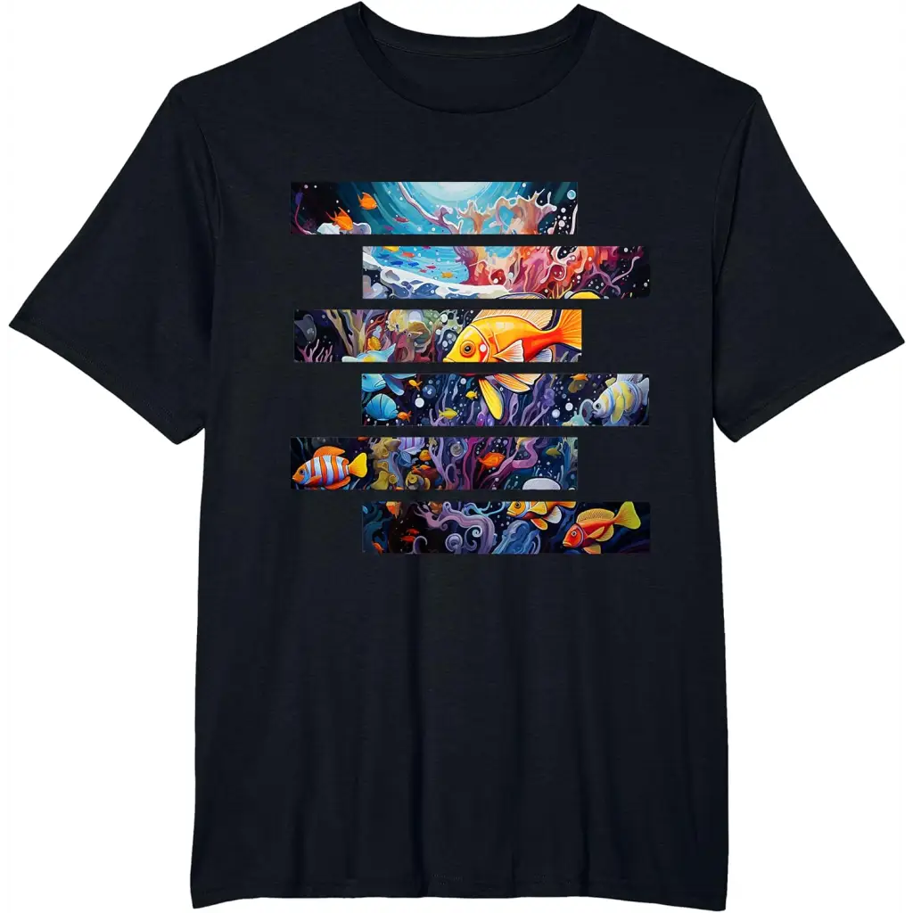 Oceanic Harmony Within Underwater Sea Life T-Shirt - Black