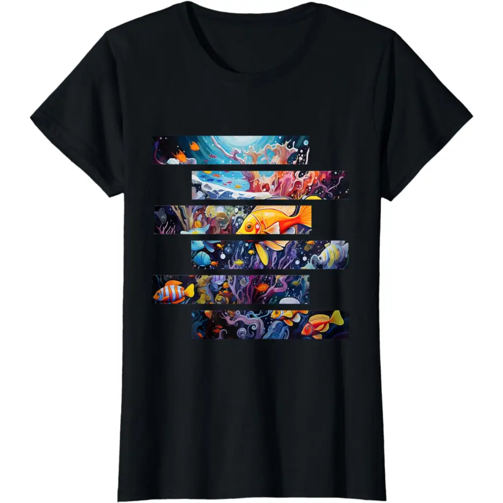 Oceanic Harmony Within Underwater Sea Life T-Shirt - Black