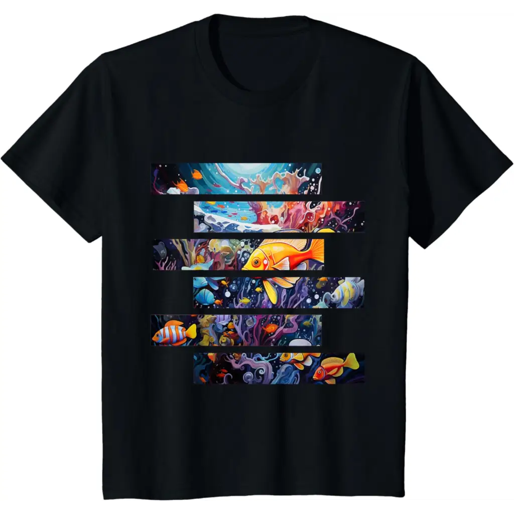 Oceanic Harmony Within Underwater Sea Life T-Shirt - Black