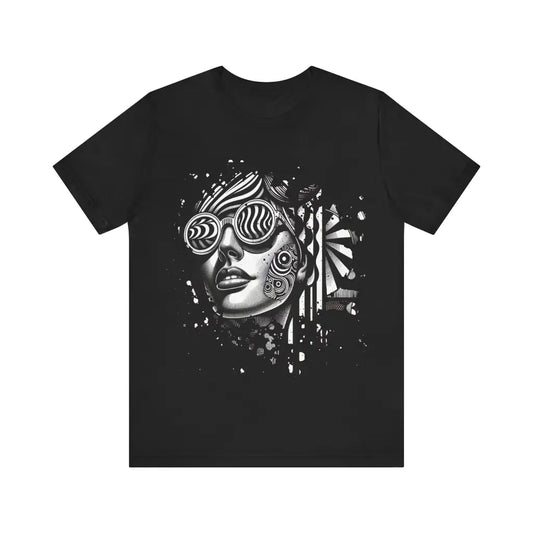 Optical Illusion Portrait - Jersey Short Sleeve Tee - Black