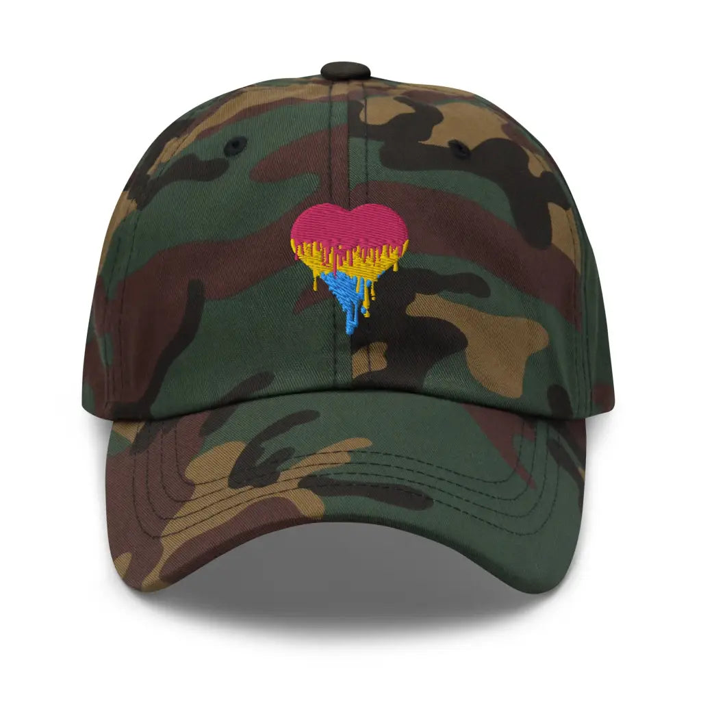 Pansexual Love is LGBTQ Dad hat - Green Camo - Hat