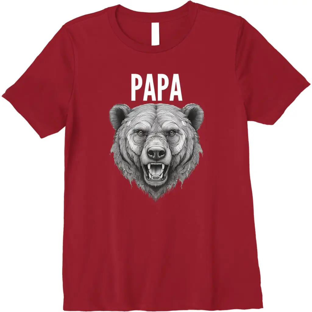 Men’s Papa Bear: Fierce Protector in Grayscale Art