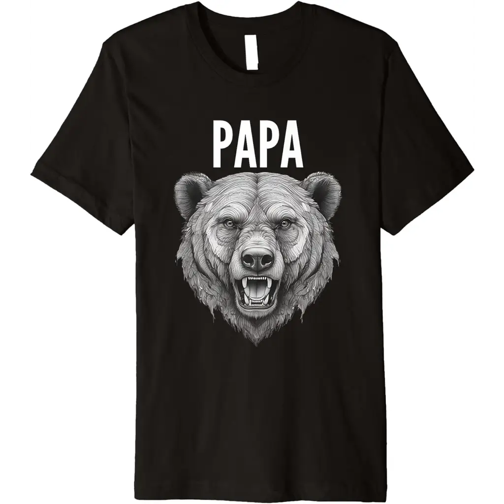 Men’s Papa Bear: Fierce Protector in Grayscale Art