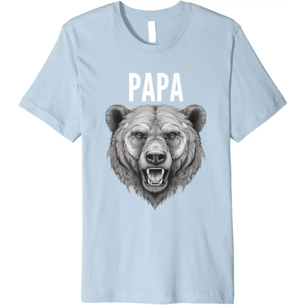 Men’s Papa Bear: Fierce Protector in Grayscale Art