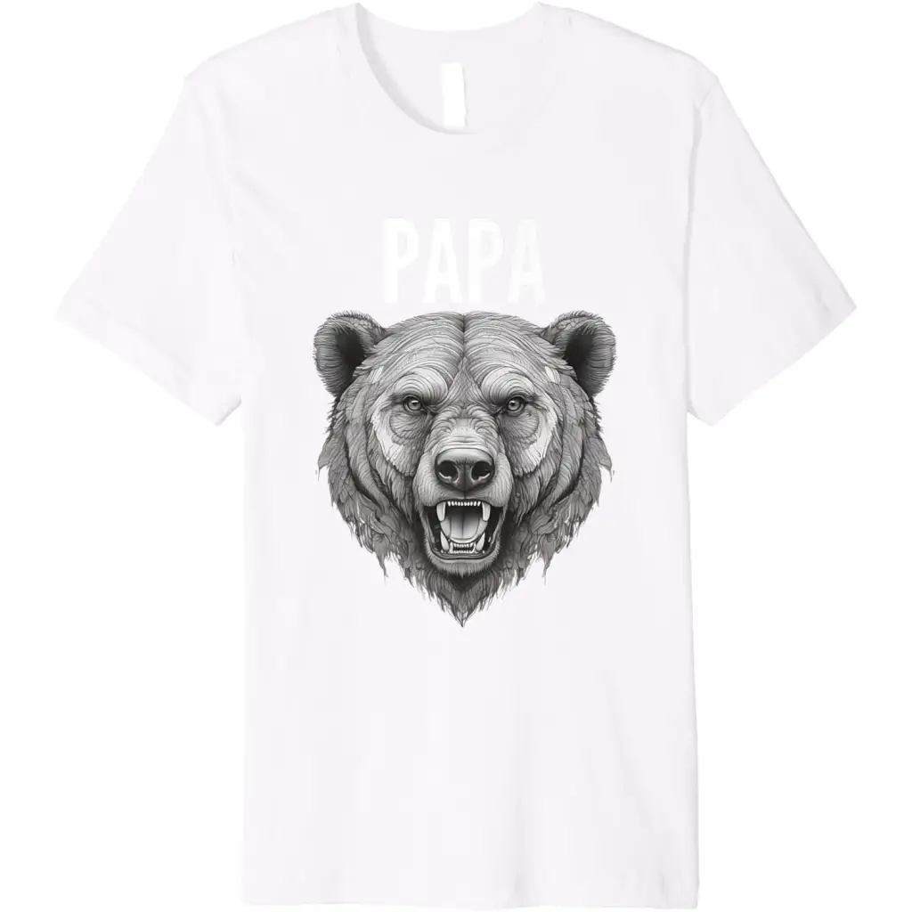 Men’s Papa Bear: Fierce Protector in Grayscale Art