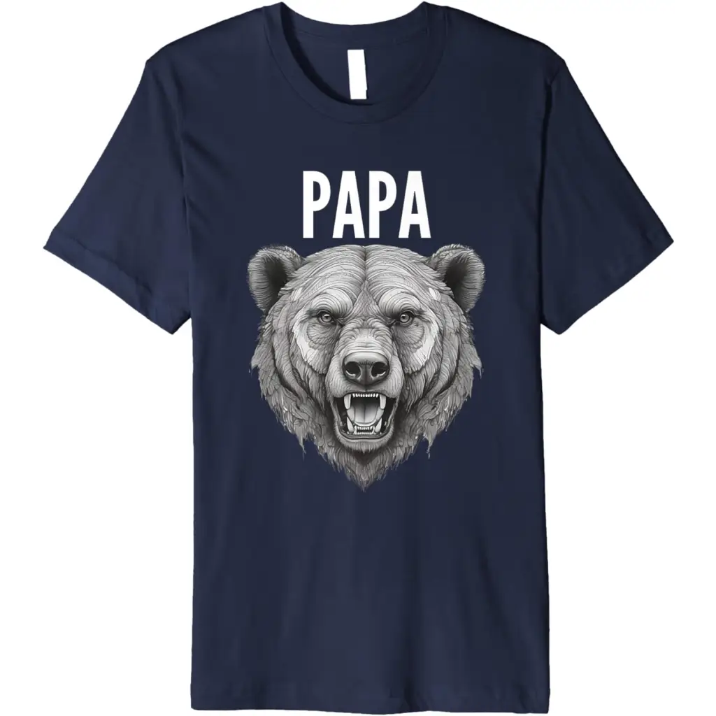 Men’s Papa Bear: Fierce Protector in Grayscale Art