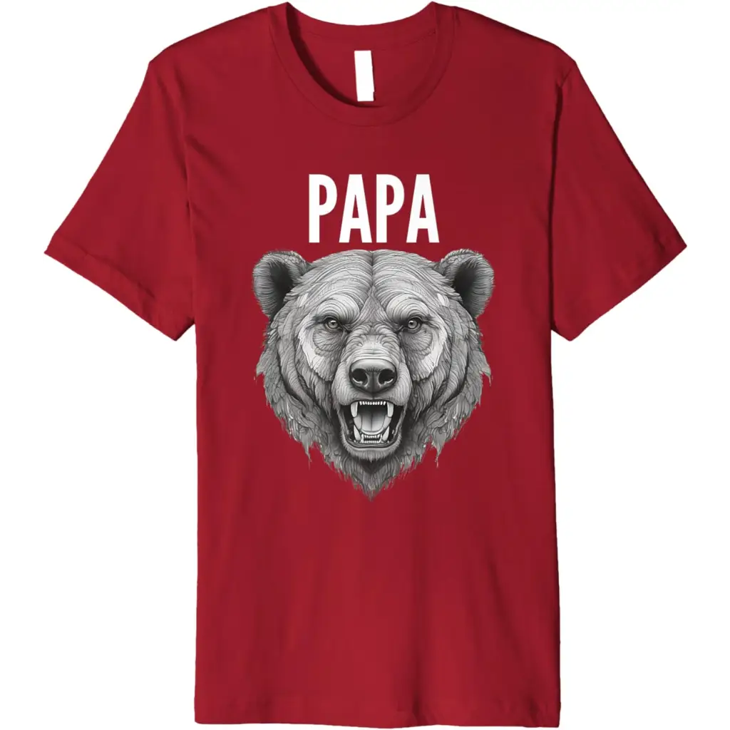 Men’s Papa Bear: Fierce Protector in Grayscale Art