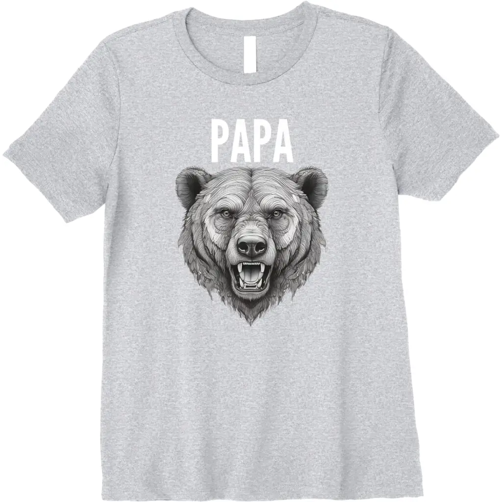 Men’s Papa Bear: Fierce Protector in Grayscale Art