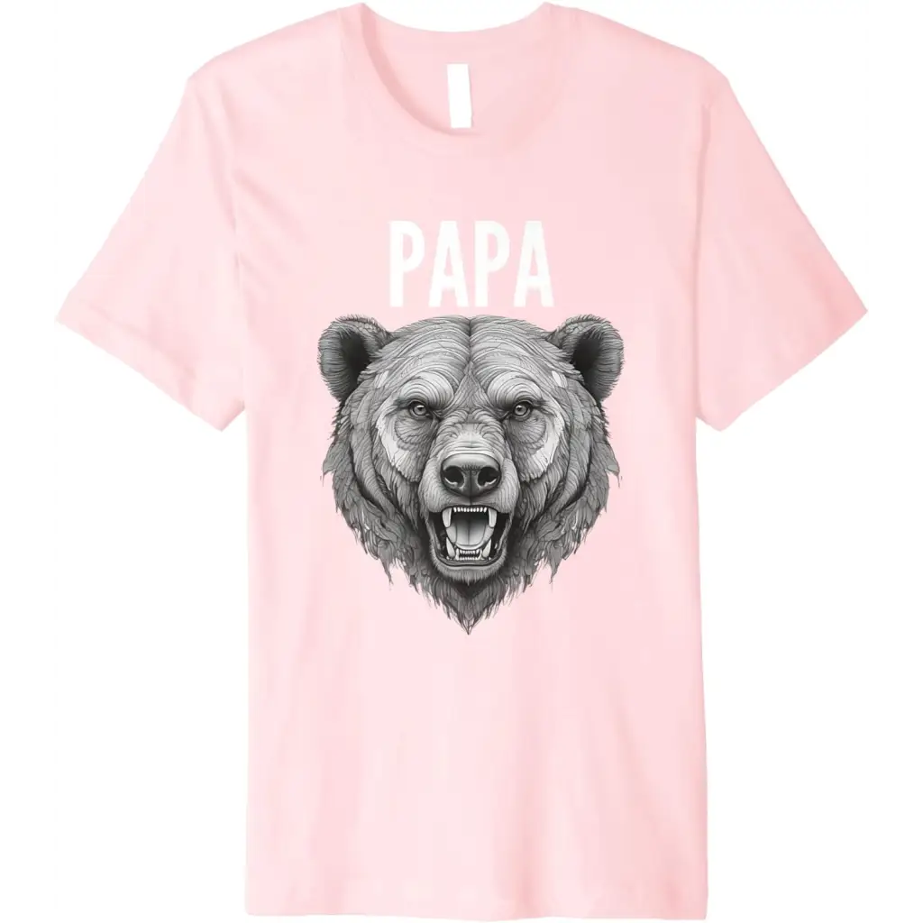 Men’s Papa Bear: Fierce Protector in Grayscale Art