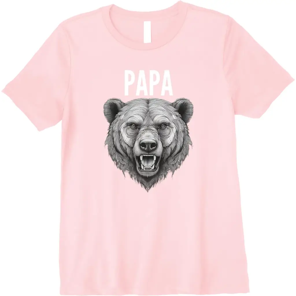 Men’s Papa Bear: Fierce Protector in Grayscale Art